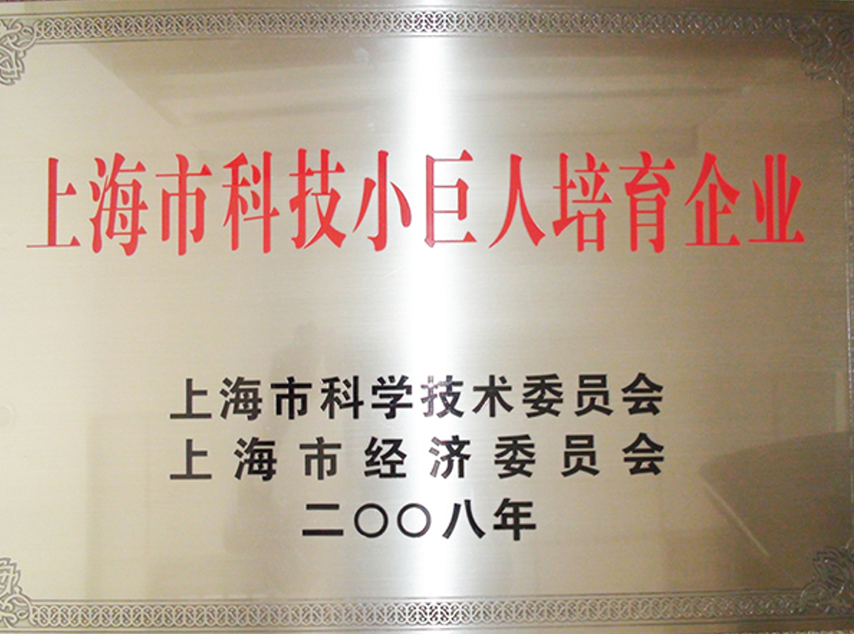 2008年被認定為上海市科技小巨人培育企業